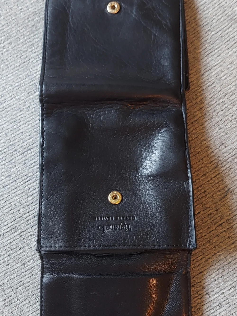 Tignanello Black Leather Bi-Fold Wallet with Gold Plaque